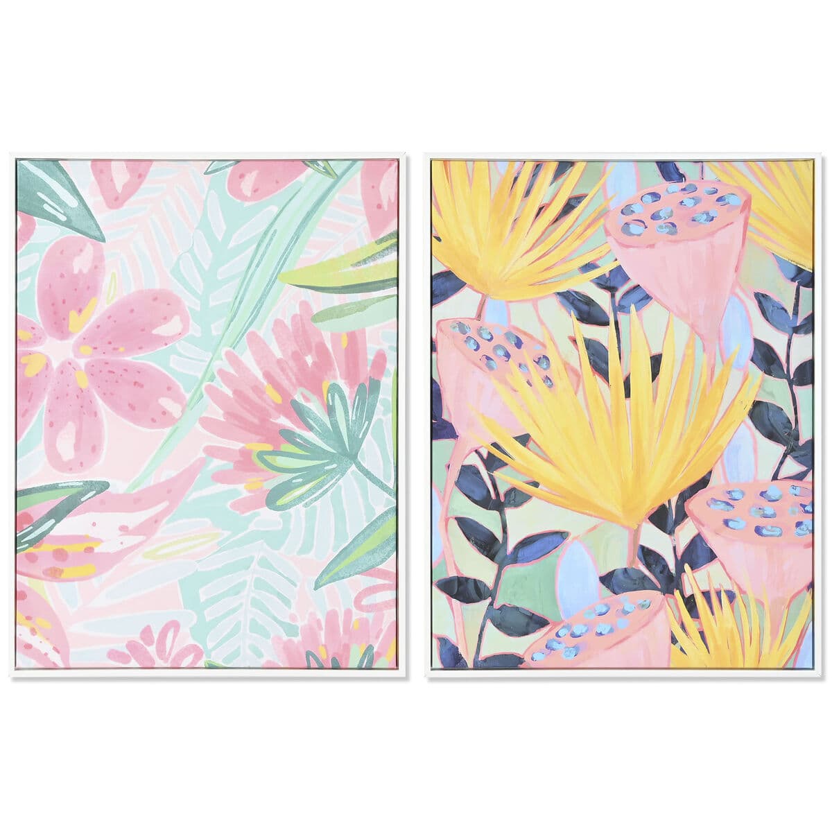 Canvas tropische bloemen kleurrijk (2-delig) - foto 3
